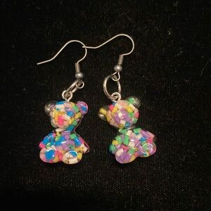 Sprinkle Bear Multi-colored Dangle Earrings
